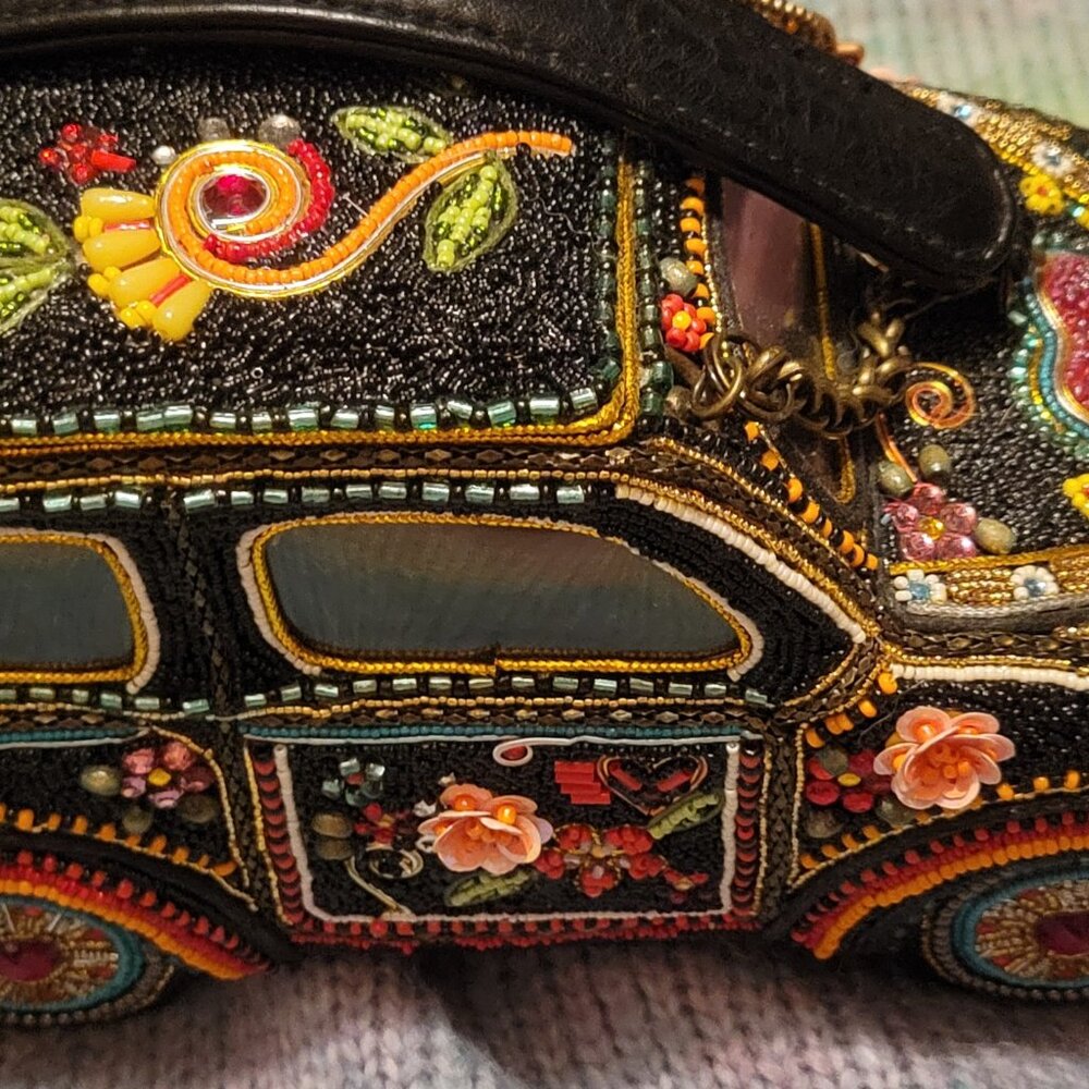 Mary Frances Black Beaded Car-Shaped Evening Bag with Multicolor Embellishments - Picture 4 of 11
